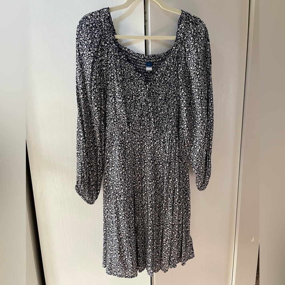 Old Navy Smocked Babydoll Midi Dress Balloon Sleeves Size XL